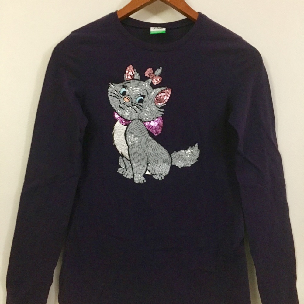 CUTE Marie Sequin Disney Shirt 🐱